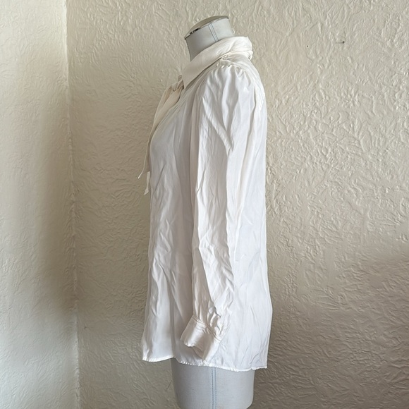 Frame Off White Silk Tie Neck Blouse Shirt Medium - Picture 8 of 14